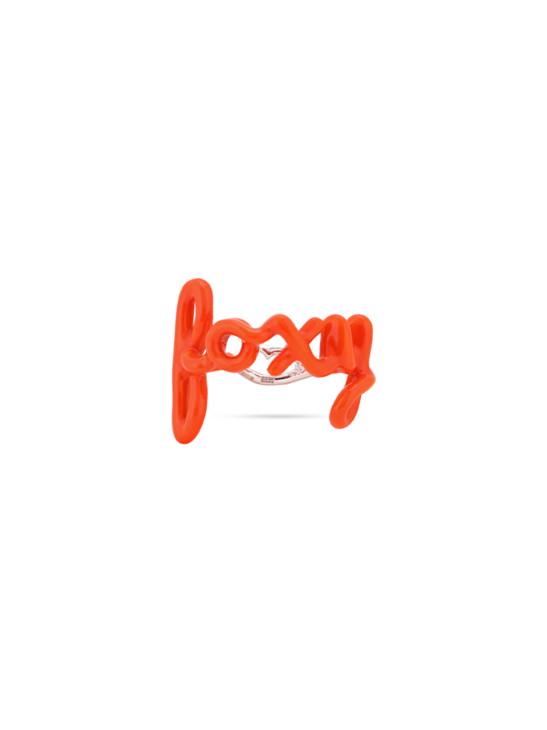 Hotscripts FOXY NEON ORANGE LARGE Silver Lacquer ring