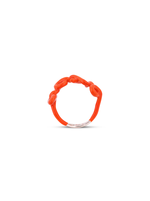 Hotscripts FOXY NEON ORANGE LARGE Silver Lacquer ring