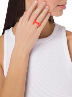 Hotscripts FOXY NEON ORANGE LARGE Silver Lacquer ring