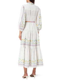 فستان جونيبر متوسط الطول بأكمام طويلة مطرز