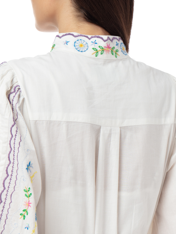 فستان جونيبر متوسط الطول بأكمام طويلة مطرز