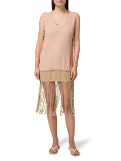 فستان واري من الخيش القطني بلونين