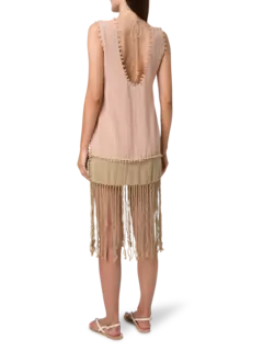 فستان واري من الخيش القطني بلونين