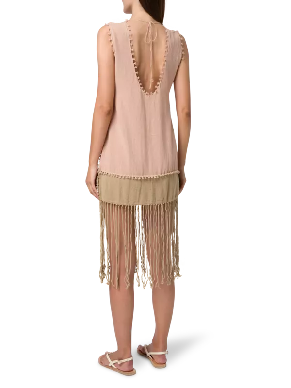 فستان واري من الخيش القطني بلونين