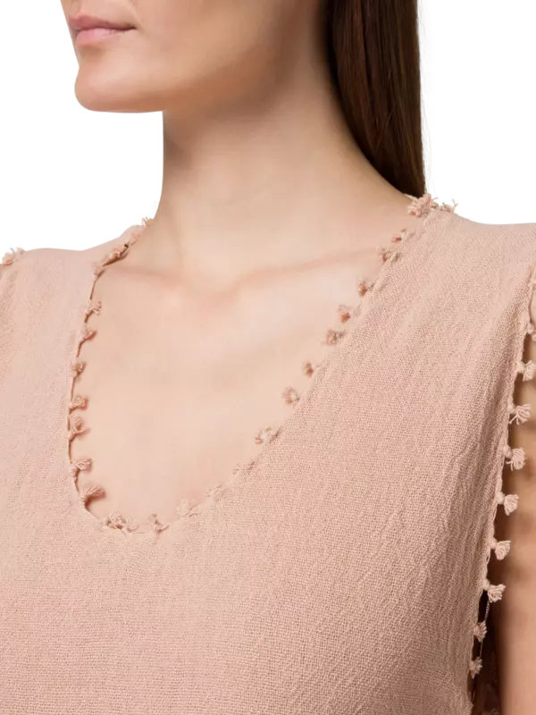 فستان واري من الخيش القطني بلونين