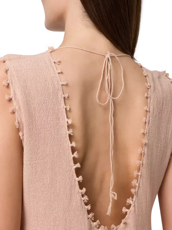 فستان واري من الخيش القطني بلونين