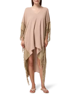 فستان ويسا من نسيج الجوت القطني بقصة غير متساوية بلونين