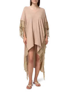 فستان ويسا من نسيج الجوت القطني بقصة غير متساوية بلونين