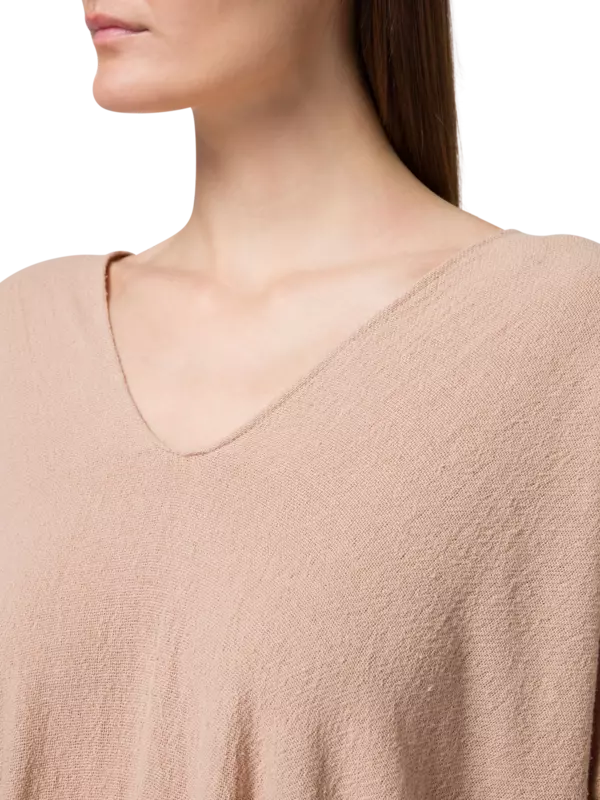 فستان ويسا من نسيج الجوت القطني بقصة غير متساوية بلونين