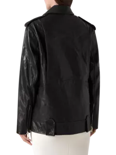 جاكيت هانسون لامع من جلد الحمل