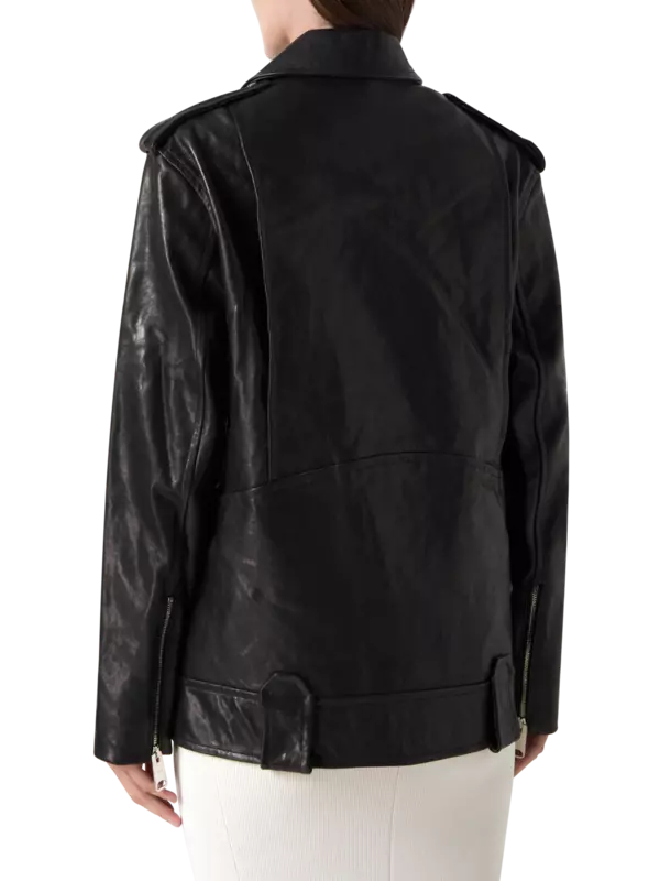 جاكيت هانسون لامع من جلد الحمل