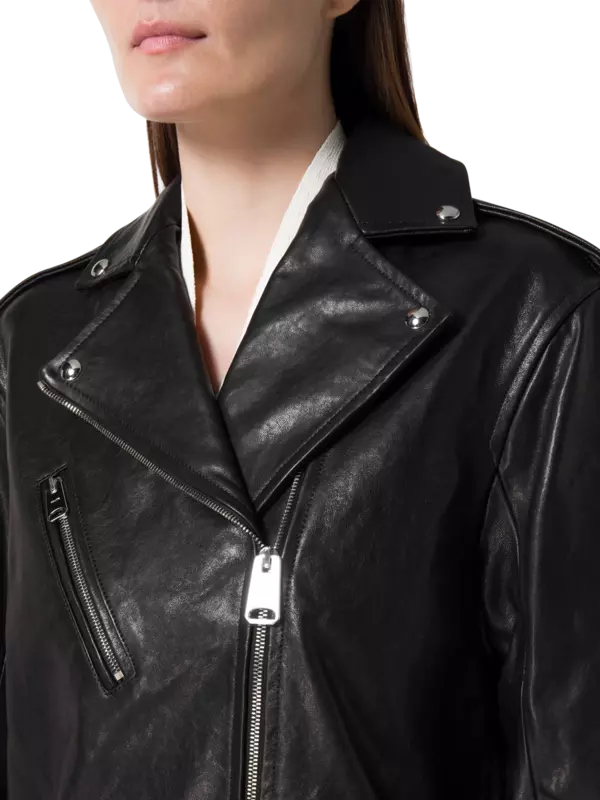 جاكيت هانسون لامع من جلد الحمل