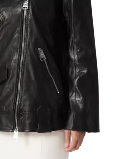 جاكيت هانسون لامع من جلد الحمل