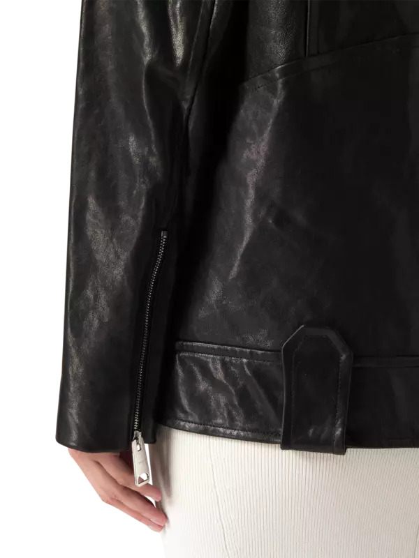 جاكيت هانسون لامع من جلد الحمل