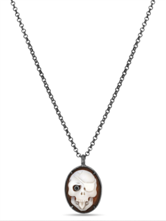 Sterling Silver Memento Mori Skull Pendant Necklace