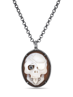 Sterling Silver Memento Mori Skull Pendant Necklace