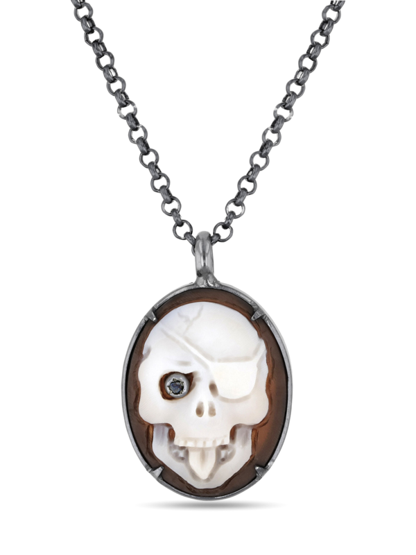 Sterling Silver Memento Mori Skull Pendant Necklace
