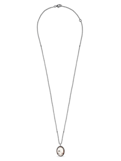 Sterling Silver Memento Mori Skull Pendant Necklace