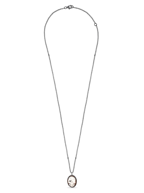 Sterling Silver Memento Mori Skull Pendant Necklace