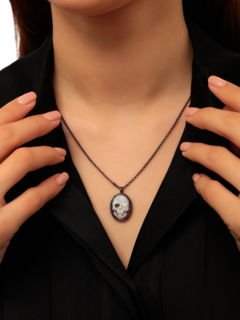 Sterling Silver Memento Mori Skull Pendant Necklace