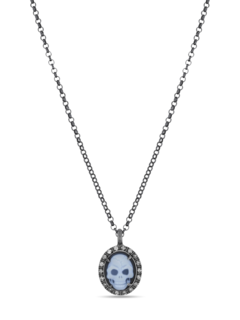 Sterling Silver Sculpted Skull Pendant Necklace