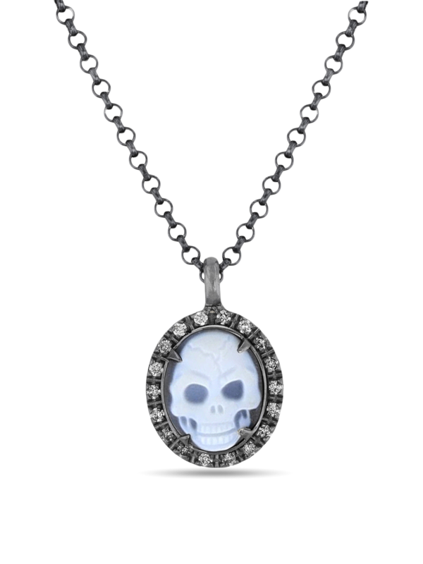 Sterling Silver Sculpted Skull Pendant Necklace