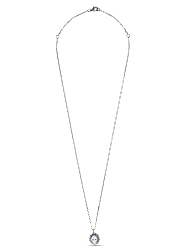 Sterling Silver Sculpted Skull Pendant Necklace