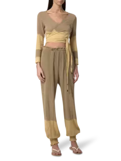 بلوزة لاهون بأكمام طويلة مصبوغة بطريقة الربط