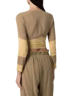 بلوزة لاهون بأكمام طويلة مصبوغة بطريقة الربط