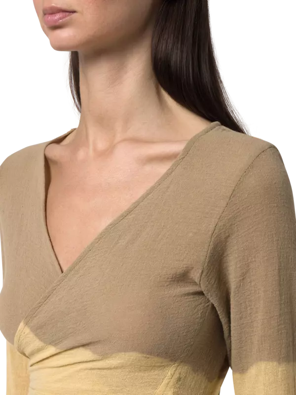 بلوزة لاهون بأكمام طويلة مصبوغة بطريقة الربط