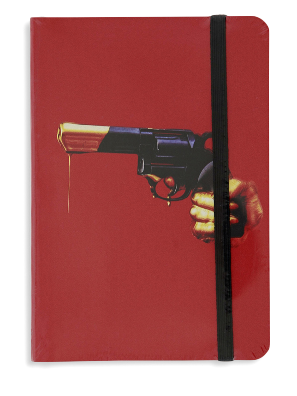 Multicolored Notebook with Gold-Tipped Gun Cover