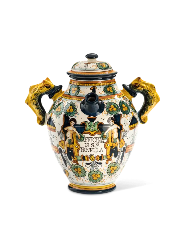 مزهرية من السيراميك مزينة بزخارف مربعة