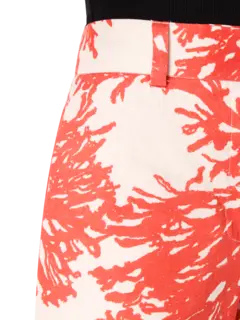 Coral Print Wide-Leg Pants