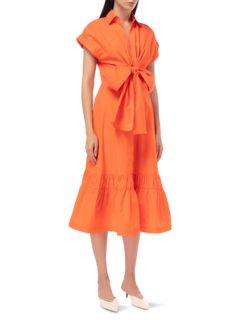 MINIATO TAFFETA SHORT SLEEVE MIDI DRESS