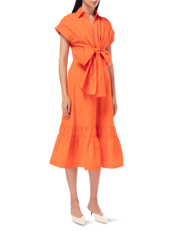 MINIATO TAFFETA SHORT SLEEVE MIDI DRESS