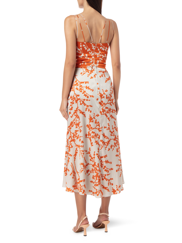 CANZONE ORANGE BLOSSOM SILK MIDI DRESS