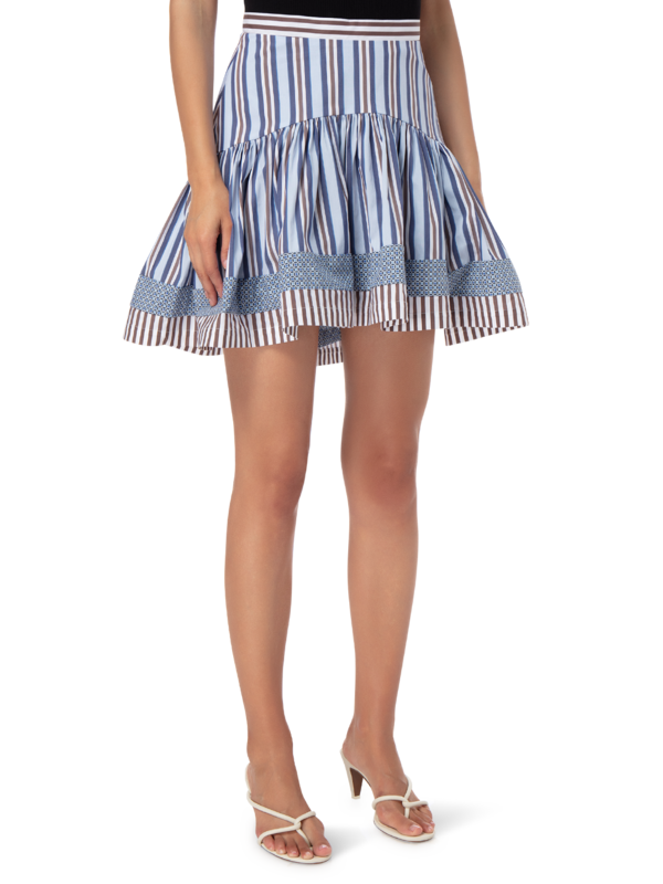 ARYANA STRIPED COTTON MINI SKIRT