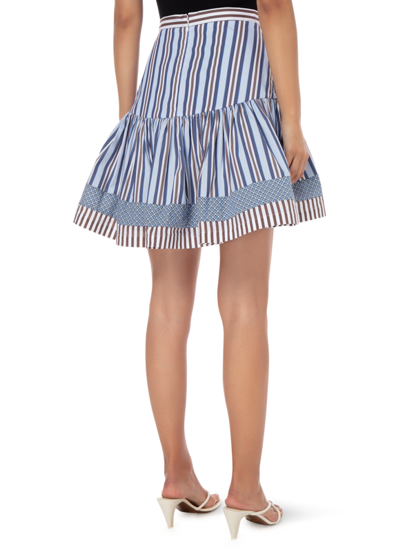 ARYANA STRIPED COTTON MINI SKIRT