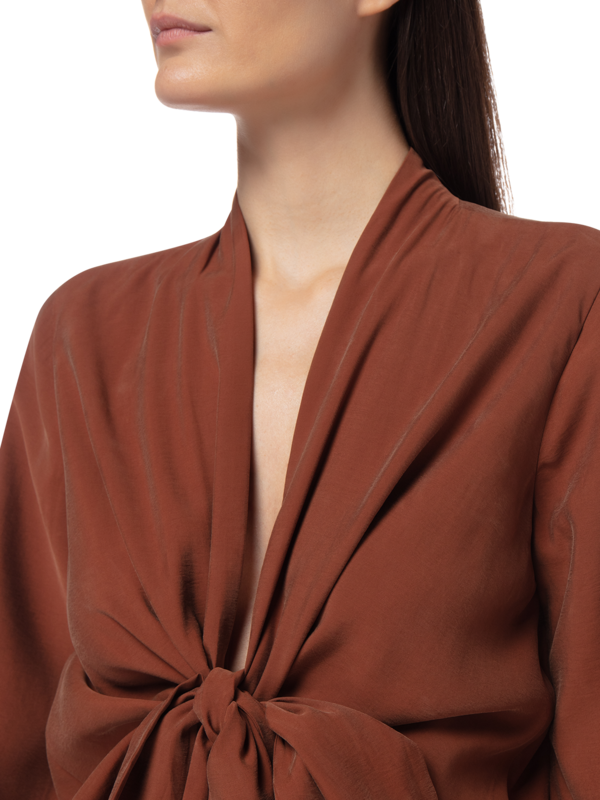 HONEY BOW DETAIL LONG SLEEVE BLOUSE
