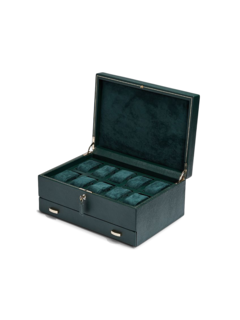 British Racing 10 PC Watch Box w/ Drawer Green
