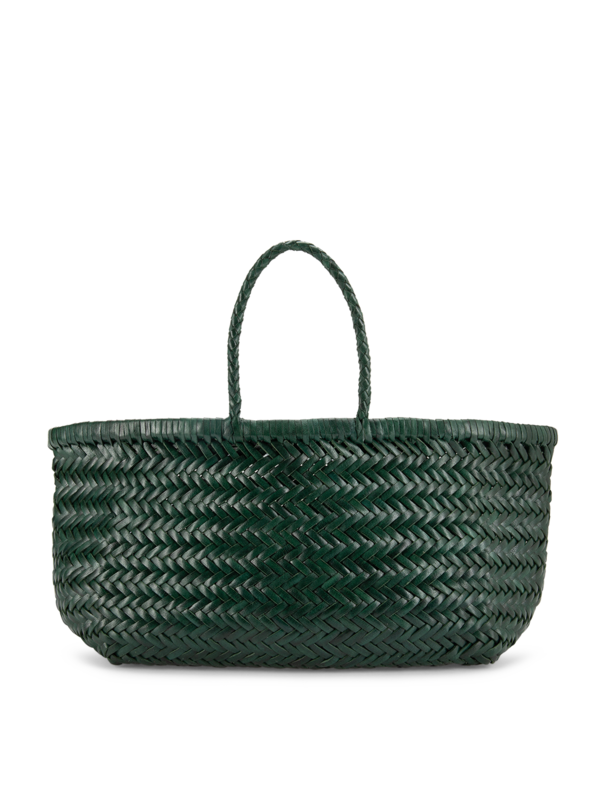 TRIPLE JUMP SMALL WOVEN LEATHER TOTE BAG