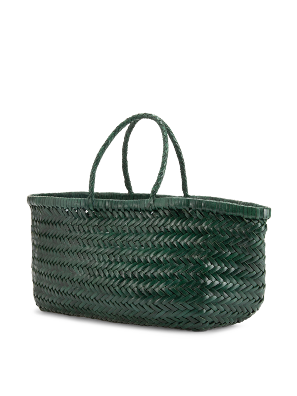 TRIPLE JUMP SMALL WOVEN LEATHER TOTE BAG