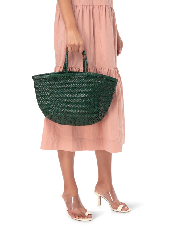 TRIPLE JUMP SMALL WOVEN LEATHER TOTE BAG