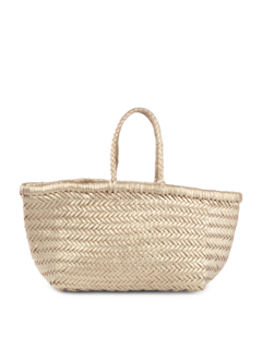 TRIPLE JUMP SMALL WOVEN LEATHER TOTE BAG