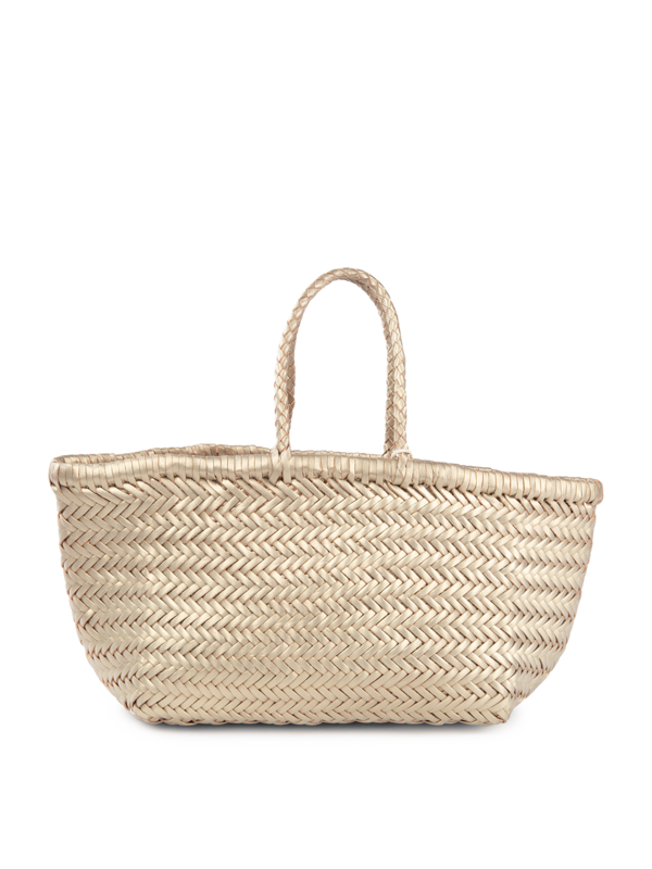 TRIPLE JUMP SMALL WOVEN LEATHER TOTE BAG