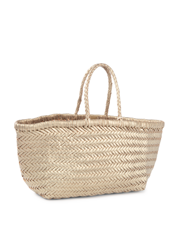 TRIPLE JUMP SMALL WOVEN LEATHER TOTE BAG