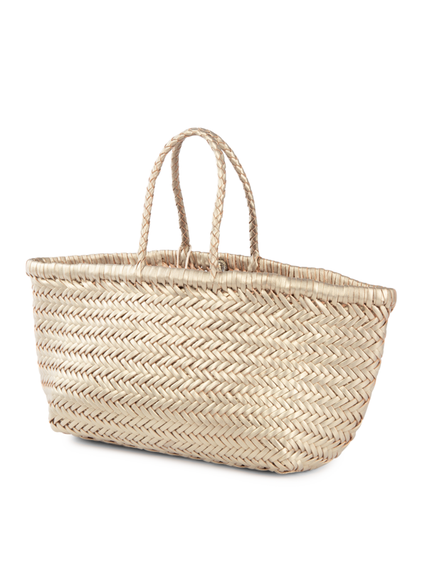 TRIPLE JUMP SMALL WOVEN LEATHER TOTE BAG