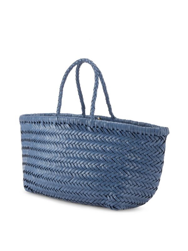 TRIPLE JUMP SMALL WOVEN LEATHER TOTE BAG