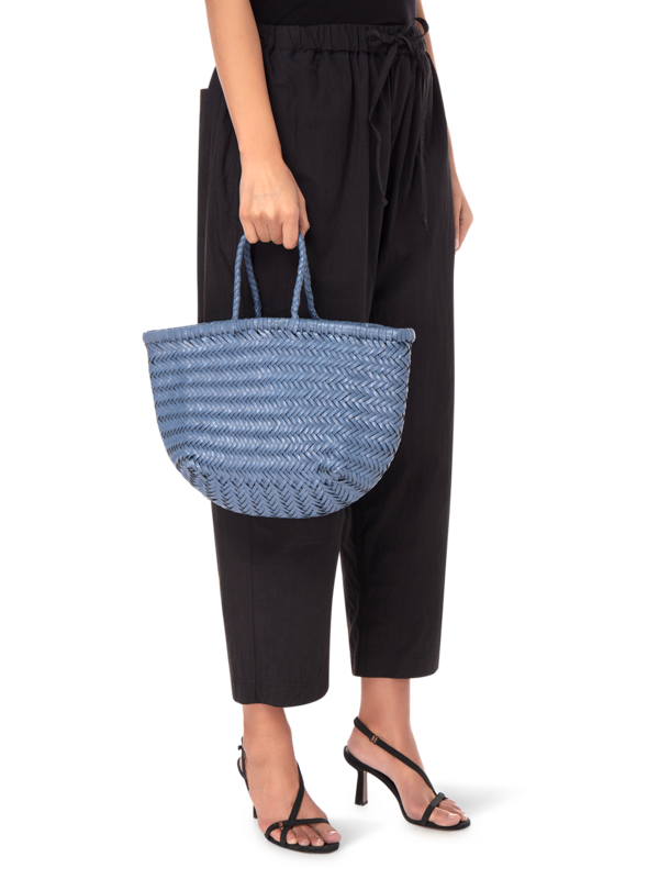 TRIPLE JUMP SMALL WOVEN LEATHER TOTE BAG