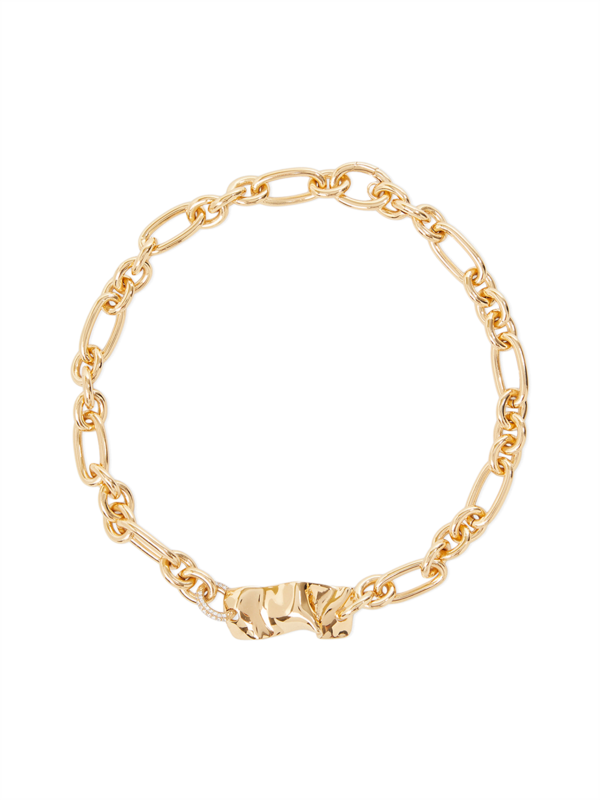 White Pave Stones Chain Necklace